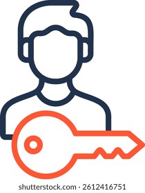 Key Employee Icon Color Line Vector Illustration