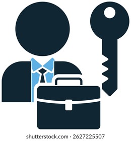 Key employee icon vector for essential worker, core staff, and strategic personnel. Ideal for HR, organization, and workforce management visuals.
