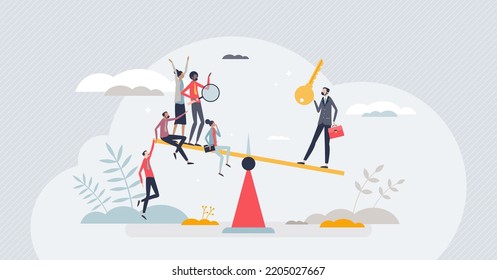 Key Employee As Most Valuable And Important Colleague Tiny Person Concept. Best Staff Member With Skills, Knowledge, Experience And Professional Qualities Vector Illustration. Quality Vs Quantity.