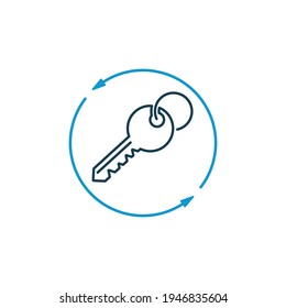 Schlüsselzeilensymbol. Barter von Immobilien. Tauschen Sie das Symbol für die Schlüsselzeile aus. Vektorgrafik