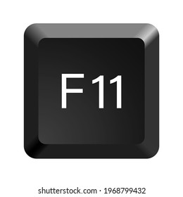 Key with with F11 symbol. Black computer keyboard. Button icon vector illustration. 