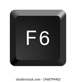 Key with with F6 symbol. Black computer keyboard. Button icon vector illustration. 