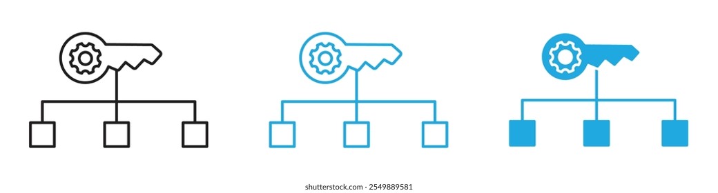 Key factor icon Outline vector line set