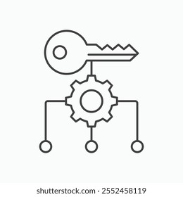 Key factor icon set in blackthin line style.