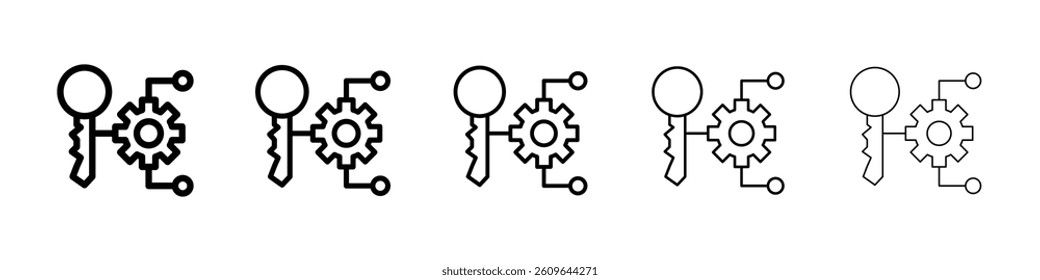 Key factor icons vectors set in different stroke lines