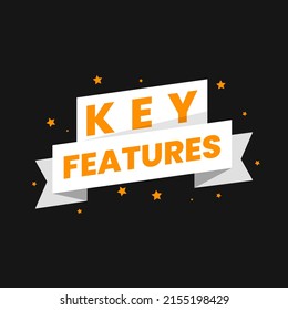 Key Features Products Review Icon Label Sign Design Vector