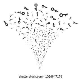 Key festive fountain. Vector illustration style is flat iconic symbols. Object fountain created from random symbols as key fireworks.