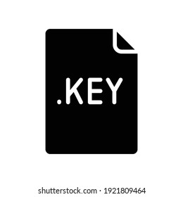 KEY file format glyph icon. Linear style sign for mobile concept and web design. Simple solid symbol. Vector illustration isolated on white background. EPS 10.