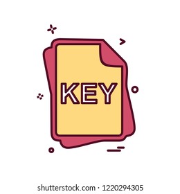 KEY file type icon design vector