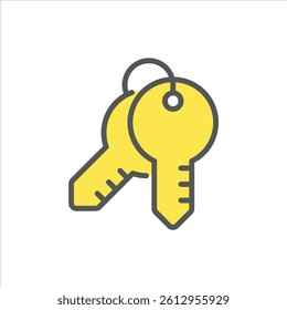 key filled outline icon. password color line illustration.