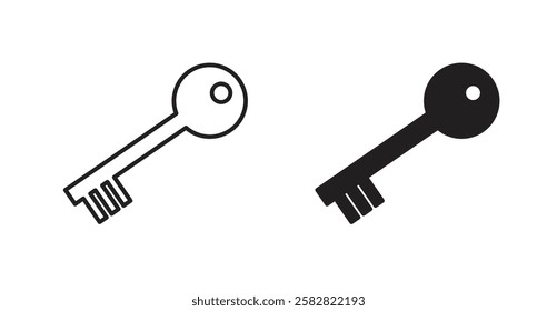 Key filled and outlined icons vectors on white background