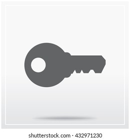 Key. Flat icon of graphical symbol of safety, security, access, etc. Vector illustration