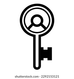 Icono plano de clave aislado en fondo blanco