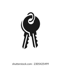 Icono llano clave aislado en fondo blanco. Ilustración del vector