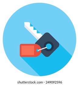  Key flat icon. Modern flat icons with long shadow effect in stylish colors. Icons for Web and Mobile Application. EPS 10. 