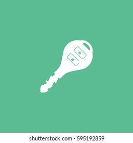 Key Flat Icon On Green Background