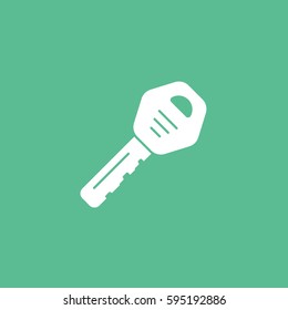 Key Flat Icon On Green Background