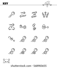 Key flat icon set. Collection of high quality outline symbols for web design, mobile app. Key vector thin line icons or logo.
