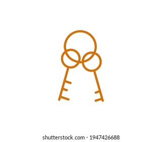 Key flat icon. Single high quality outline symbol for web design or mobile app.  House thin line signs for design logo, visit card, etc. Outline pictogram EPS10