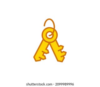 Key flat icon. Single high quality outline symbol for web design or mobile app.  House thin line signs for design logo, visit card, etc. Outline pictogram EPS10