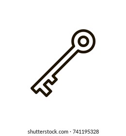 Key flat icon. Single high quality outline symbol of car key for web design or mobile app. Thin line signs of login for design logo, visit card, etc. Outline logo of keyhole