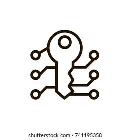 Key flat icon. Single high quality outline symbol of car key for web design or mobile app. Thin line signs of login for design logo, visit card, etc. Outline logo of keyhole