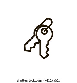 Key flat icon. Single high quality outline symbol of car key for web design or mobile app. Thin line signs of login for design logo, visit card, etc. Outline logo of keyhole