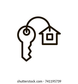 Key flat icon. Single high quality outline symbol of car key for web design or mobile app. Thin line signs of login for design logo, visit card, etc. Outline logo of keyhole