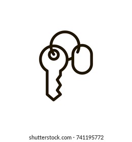 Key flat icon. Single high quality outline symbol of car key for web design or mobile app. Thin line signs of login for design logo, visit card, etc. Outline logo of keyhole