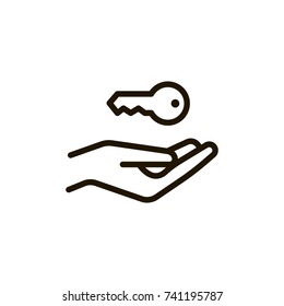 Key flat icon. Single high quality outline symbol of car key for web design or mobile app. Thin line signs of login for design logo, visit card, etc. Outline logo of keyhole