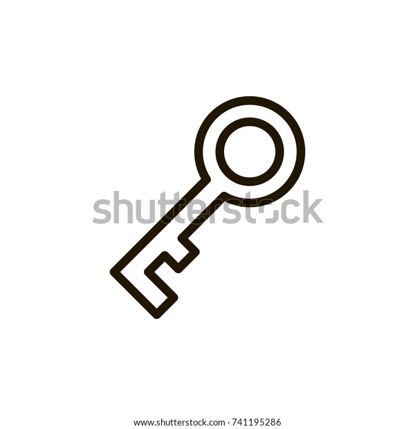 Key flat icon.\
Single high quality outline symbol of car key for web design or\
mobile app. Thin line signs of login for design logo, visit card,\
etc. Outline logo of\
keyhole