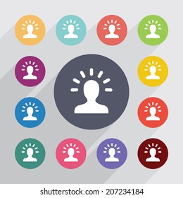 key, flat icons set. Round colorful buttons. Vector