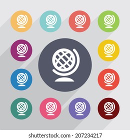 key, flat icons set. Round colorful buttons. Vector
