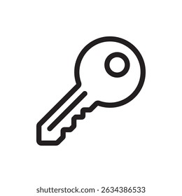 Key flat outline icon vector illustration. Isolated on white background. Editable stroke, pixel perfect 48x48