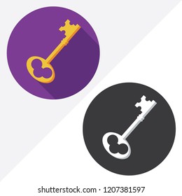 Key flat vector icon. Illustration of black and white icons.