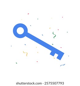 Key In Flat Vector Illustration Symbolizing Success, Security, Access, And Opportunity, Isolated On White Background