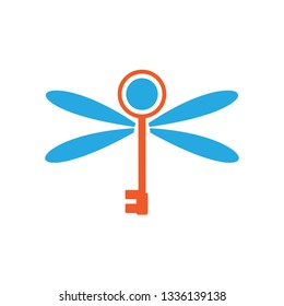 Key Fly Dragonfly Wings Secret Security Logo Symbol