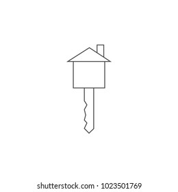 key in the form of a house icon. Element for mobile concept and web apps. Thin line  icon for website design and development, app development. Premium icon on white background