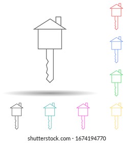 en forma de icono de estilo casa multicolor. Línea delgada simple, contorno vectorial de iconos web para ui y ux, sitio web o aplicación móvil