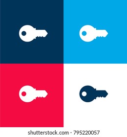 Key four color material and minimal icon logo set in red and blue