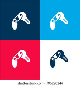 Key four color material and minimal icon logo set in red and blue