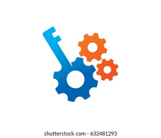 Key Gear Logo Template Design Vector