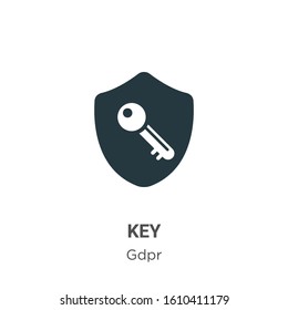 Key glyph icon vector on white background. Flat vector key icon symbol sign from modern gdpr collection for mobile concept and web apps design.