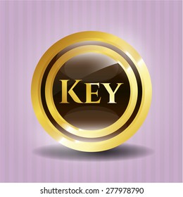 Key gold shiny badge