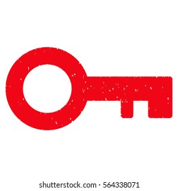 Key grainy textured icon for overlay watermark stamps. Flat symbol with dirty texture. Dotted vector red ink rubber seal stamp with grunge design on a white background.