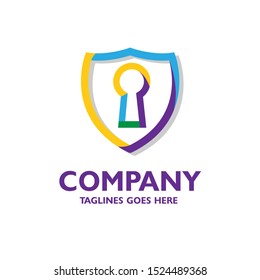 key guard color vector concept,  illustration of lock shield color symbol