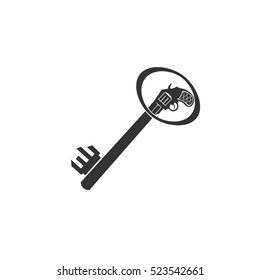 the key and the gun inside