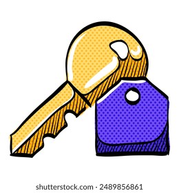 Key-Halbton-Symbol handgezeichnete Farbe Vektorillustration