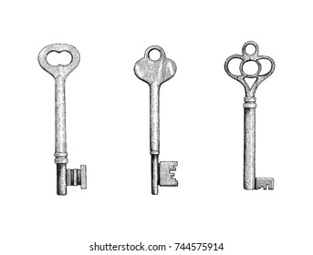 Key Hand Drawing Vintage Style