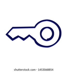 Key. Hand Drawn Icon with Blue Ballpoint Pen Style.